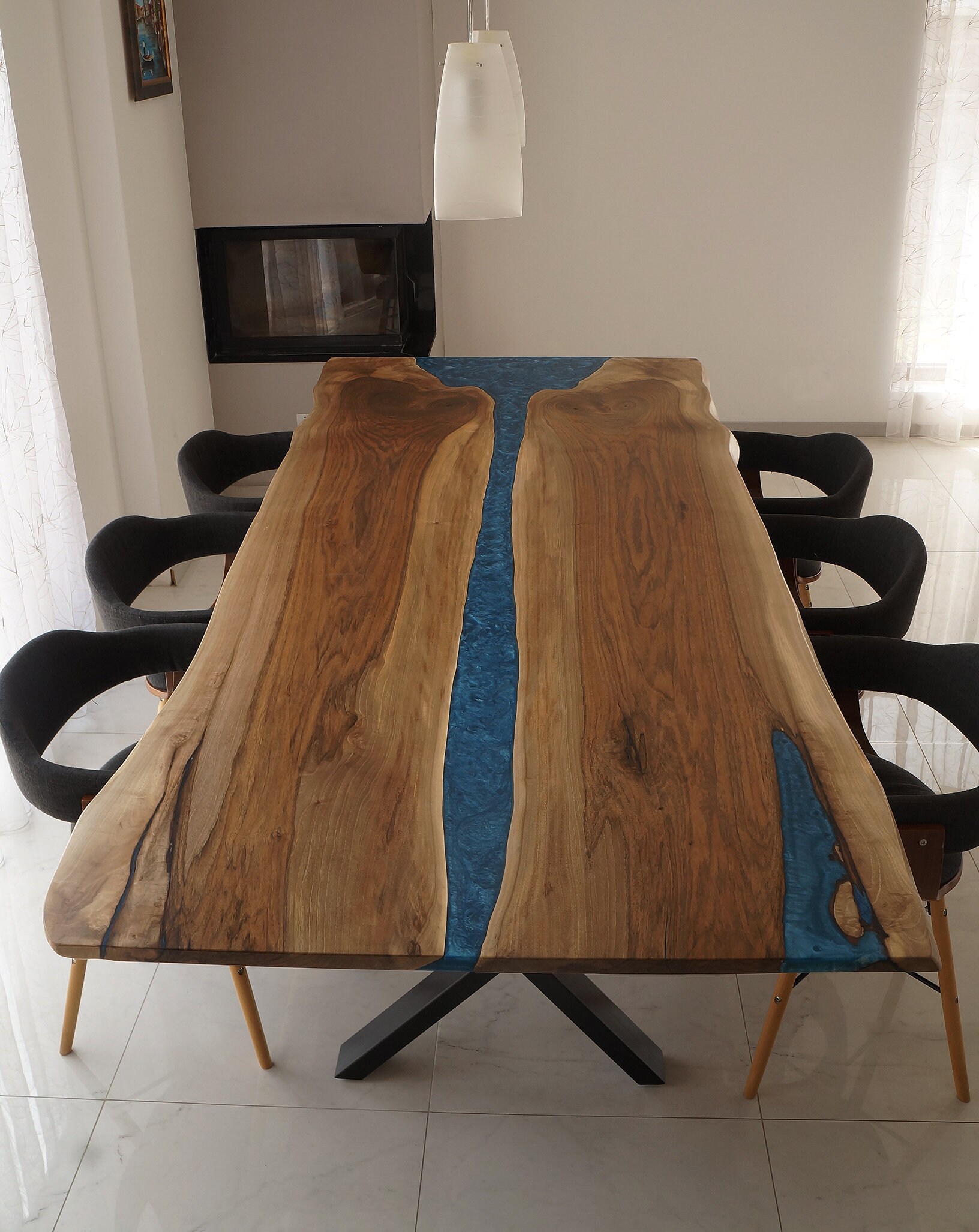 Table Rivière Table de rivière époxy Live Edge / Table de rivière en résine époxy ...