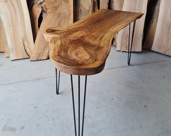 Modern Wood Slab Desk / Live Edge Desk/ Rustic Wood Desk/ Home Office Desk/ Solid Wood Desk / Narrow Wooden Entryway Table