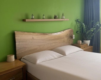 Rustic Wood Slab Headboard / Custom Wood Wall Headboard/ Queen Headboard/ King Bed Frame/ Live Edge Walnut Headboard/ Floated Wood Headboard
