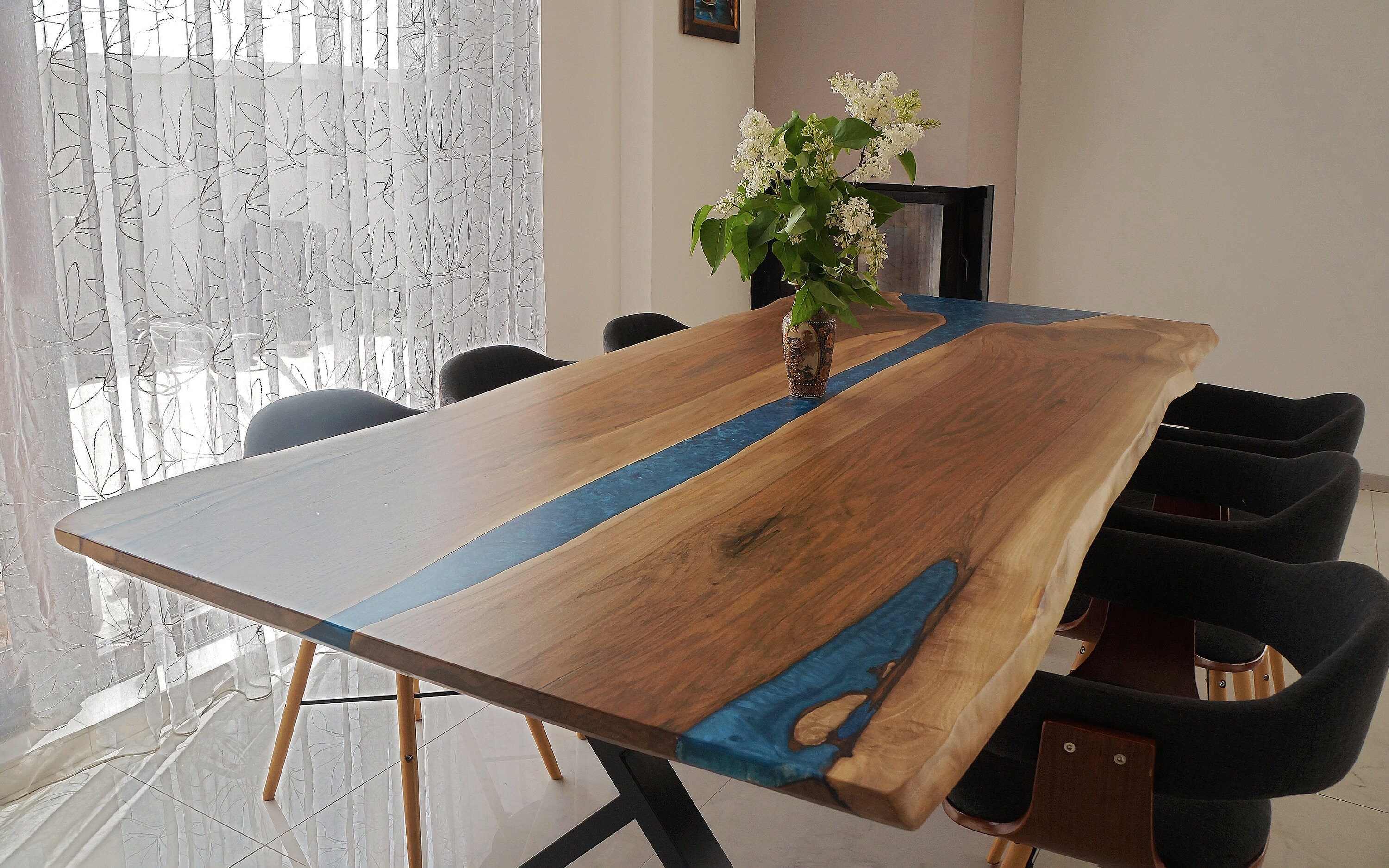 Table Rivière Table de rivière époxy Live Edge / Table de rivière en résine époxy ...