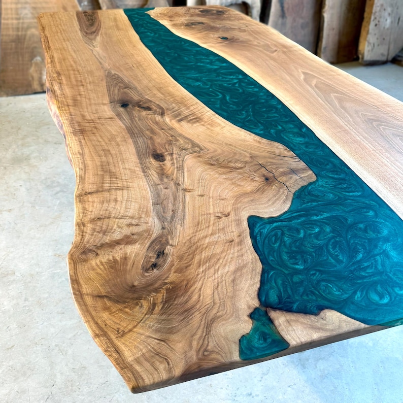 Wood Epoxy Table for 10 / Custom Dining Table/ Live Edge Table/ Conference Table / River Table / Dining Room Table / Extra Long Office Table image 8
