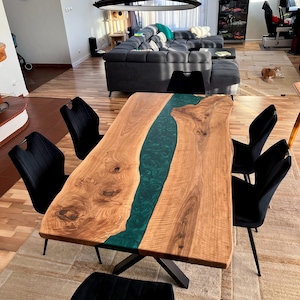 Wood Epoxy Table for 10 / Custom Dining Table/ Live Edge Table/ Conference Table / River Table / Dining Room Table / Extra Long Office Table