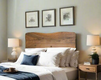 Live Edge Queen Headboard/ Wood Slab Bed Frame / Custom Wood Wall Headboard/ King Bed Frame/  Walnut Headboard/ Floated Wood Headboard