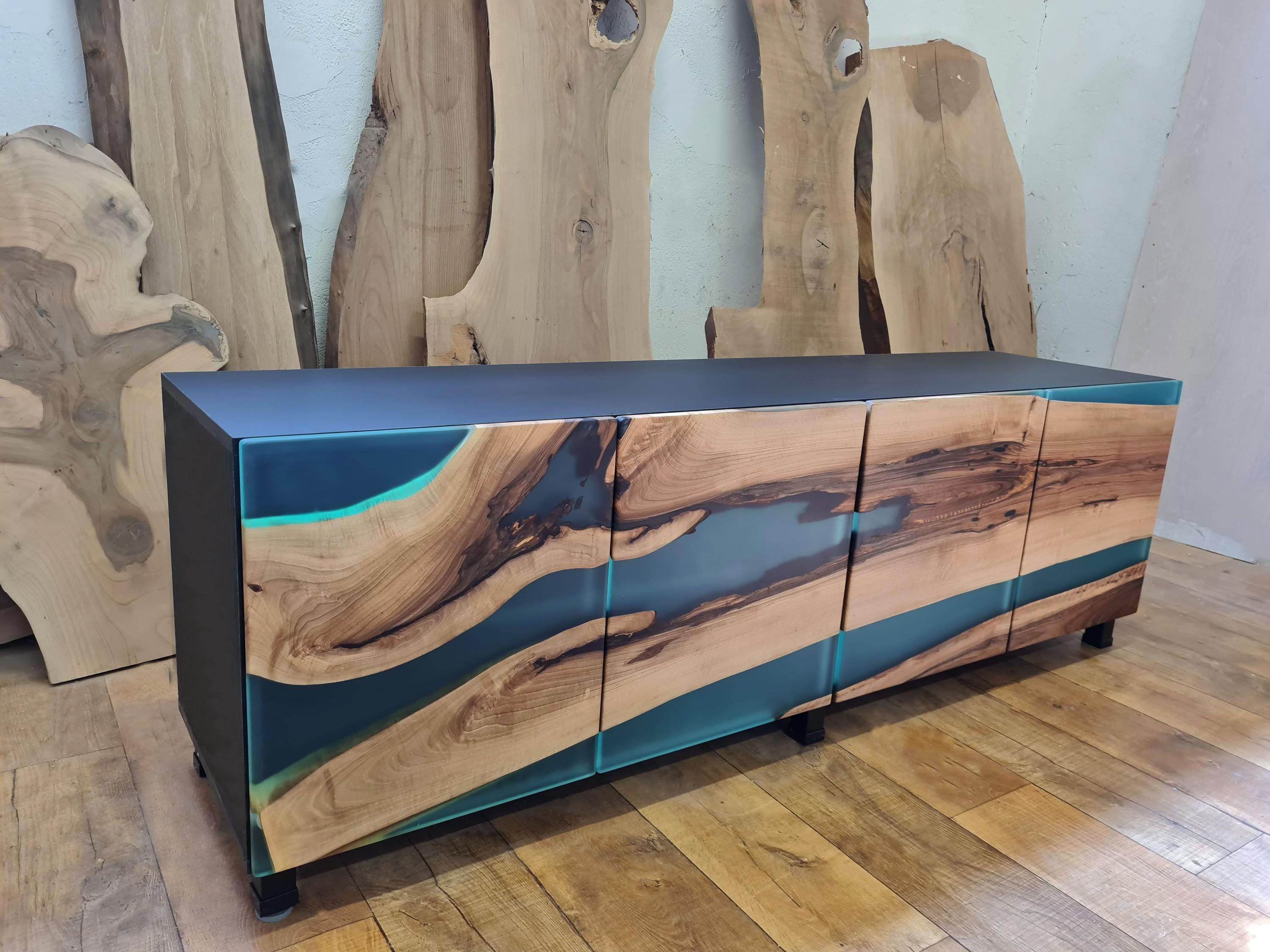 Teal media console discount