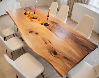Industrial Dining Table / 7 ft 5" Rustic Live Edge Walnut Table/ Solid Wood Conference Table/ Custom Dining Room Table/ Dining Room Table