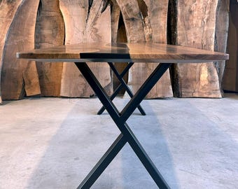 Custom Made Table/Black Epoxy Dining Table/Conference Table/Live Edge Kitchen Table/Epoxy River Table/Dining Room/Office Extra Long Table