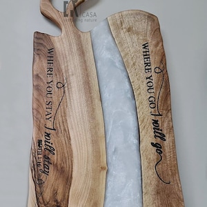 Personalized Walnut Wood White Pearl Epoxy Resin Charcuterie Board/ Live Edge Charcuterie Board/Anniversary/Personalized Gift/Cutting board