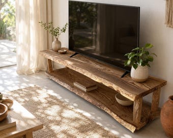 Ready to Ship Live Edge TV Stand, Acacia Wood Media Console, Epoxy Resin Entertainment Center, Rustic TV Unit