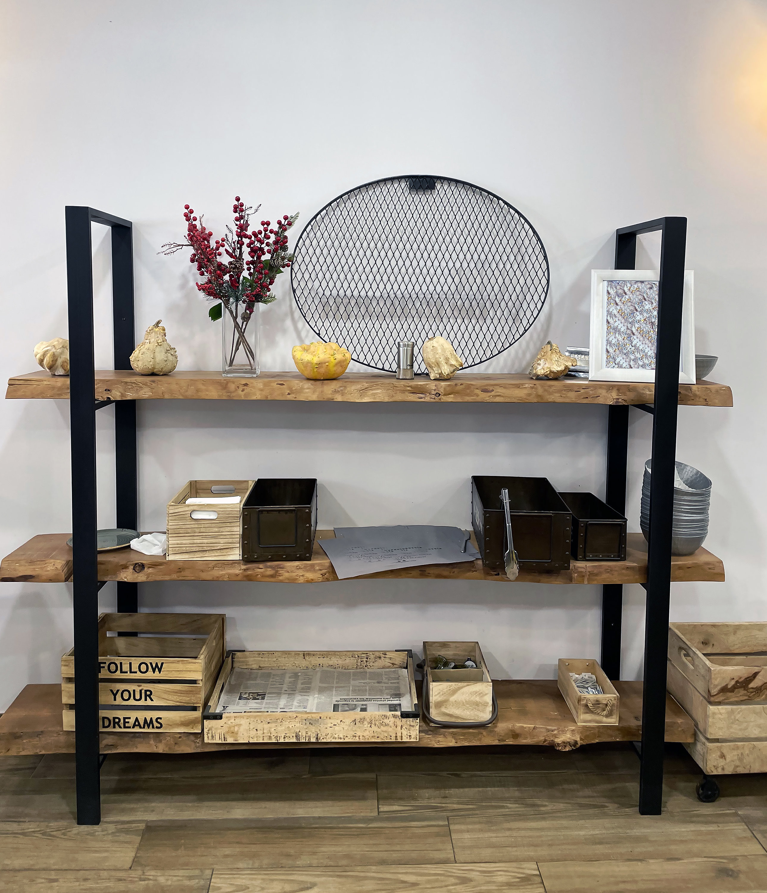 Rustic Live Edge Freestanding Bookshelf / Vintage Sideboard Rustic Live Edge Freestanding Bookshelf / Vintage Sideboard