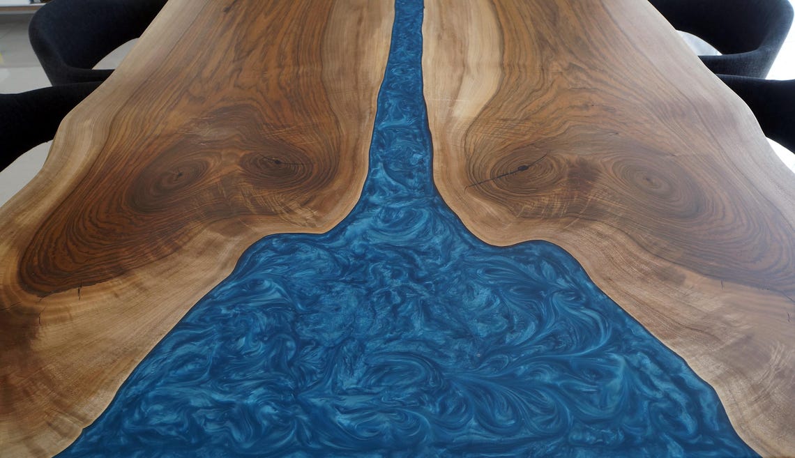 Table Rivière Table de rivière époxy Live Edge / Table de rivière en résine époxy ...