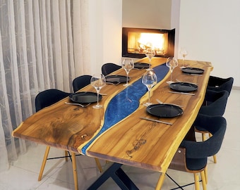 Custom Epoxy River Table / Live Edge Dining Table /Conference / Kitchen Table / Countertop / Wood Epoxy Tabletop
