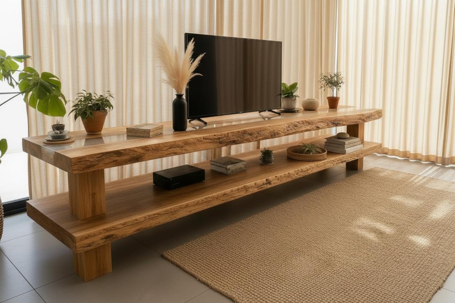Custom Live Edge TV Stand | Wood and Epoxy Media Centre | Console Table ...
