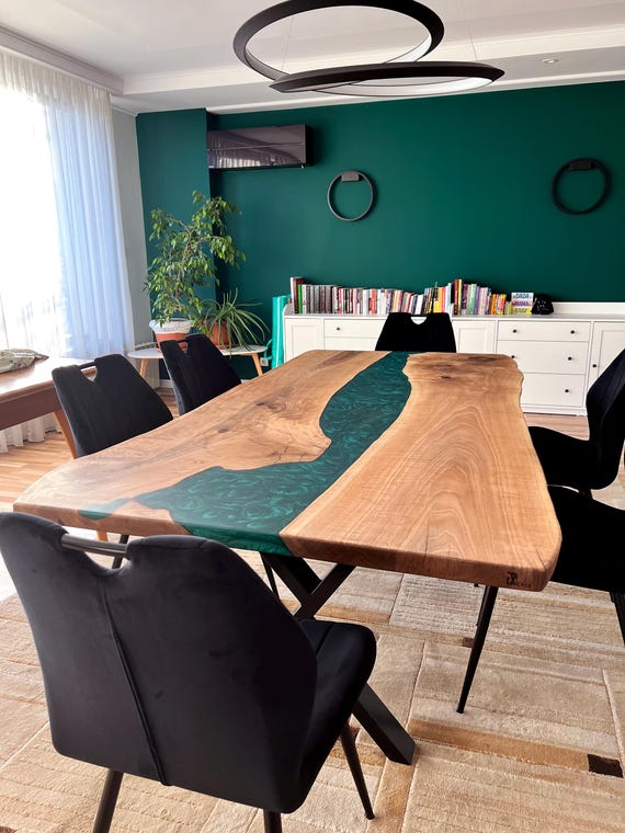 Wood Epoxy Table for 10 / Custom Dining Table/ Live Edge Table/ Conference Table / River Table / Dining Room Table / Extra Long Office Table