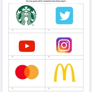 Logos Quiz!  30 Picture Questions of Famous Logos/Brands! **Instant Download** Fun Family, Charity, Pub Quiz!