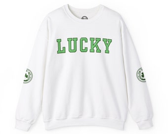 Lucky Horseshoe Patch Sweatshirt | Cozy Equestrian & Casual Apparel | Show Fee Designs | St. Patricks Day | Barn Gift | Trainer Gift