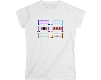 Jump Into Pride Shirt - Femme Cut | Hunter Jumper | LGBTQ+ Apparel | Pride Shirts | Ride with Pride | Show Fee Designs | Pride Jumps