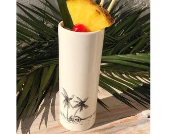 Handmade Ceramic Tiki Mug: Little Grass Shack Cocktail Mug