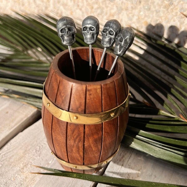 Mini Tiki Barrel Cocktail Sticks Holder