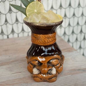 Shrunken Head Hand Painted Tiki Mug