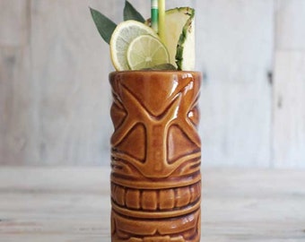 Handmade Head Hunter Tiki Mug: Ceramic Tribal Cocktail Decor