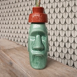 Moai with Top Knot Ceramic Tiki Mug