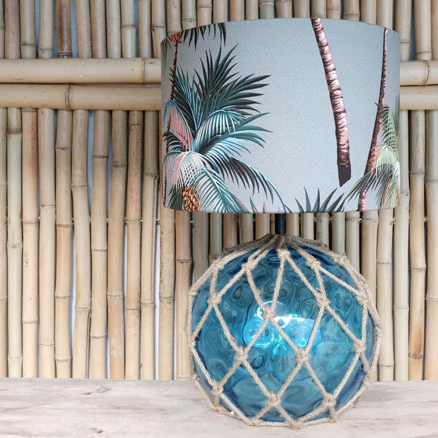 Tropical Palm Print Waikiki Table Lampshade Drum 30cm Mothers Day