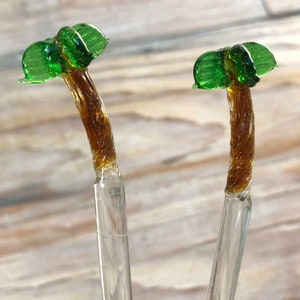 Palm Tree Tiki Glass Stirrers