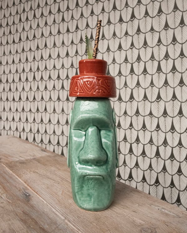 Lot De 2 Statues Moai Tiki Bois - Style Île De Pâques - Déco Vintage