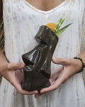 Handmade Moai Tiki Mug: Dark Grey Ceramic Cocktail Glass product logo