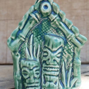 Unique Tiki mug designed as a miniature grass shack, ideal for home bars and Tiki parties.