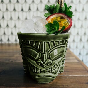 Ku Tiki Mug, Green – Handmade Ceramic Tiki Collectible