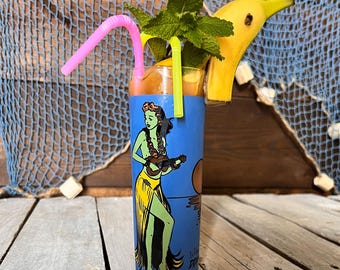 Buntes Zombie Tiki Cocktail Glas