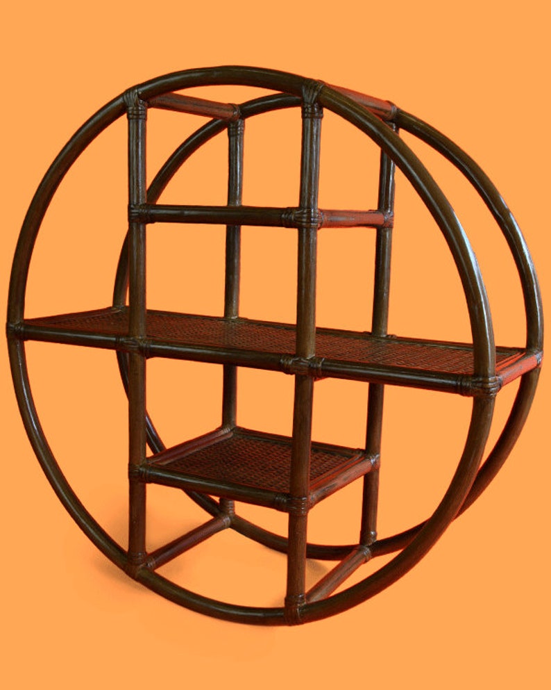 Small Natural Rattan Round Shelf Unit Tiki Bar Etsy UK