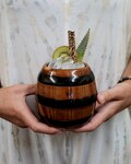 Barrel Tiki Mug: Honey Brown Glazed Ceramic Rum Barrel product logo