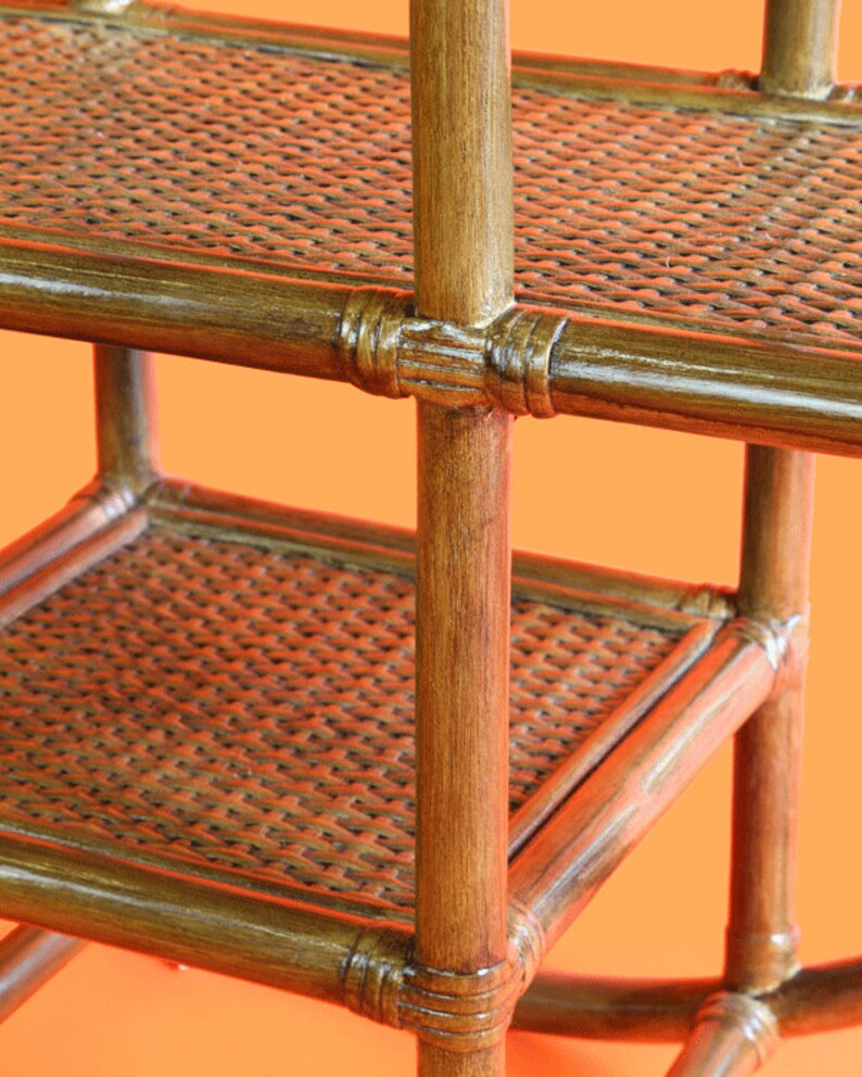 Small Natural Rattan Round Shelf Unit Tiki Bar Etsy UK