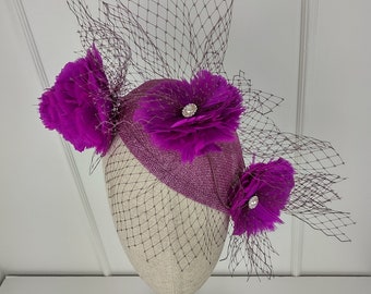 New Purple Fascinator, Church hat, Wedding hair Accessory, Headpiece, Kentucky Derby hat, Special Occasion hat, Tea Party Hat, Fascinator