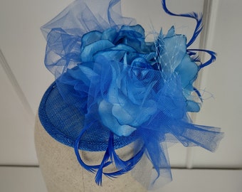New Royal Blue Fascinator, Blue Fascinator, Blue Church Hat, Wedding, Tea Party Bridal Shower, Kentucky Derby, Race Day, Mother of Bride Hat