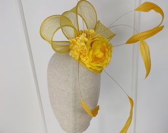 New Yellow Fascinator, Bright Yellow Fascinator, Fascinator, Church, Wedding, Bridal Shower, Kentucky Derby, Race Day, Mother of Bride Hat