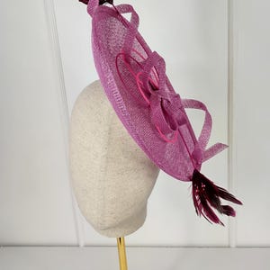 Pink fascinator, pink hat, wedding hat, hair accessory, bridal shower hat, church fascinator, tea party, Kentucky Derby hat