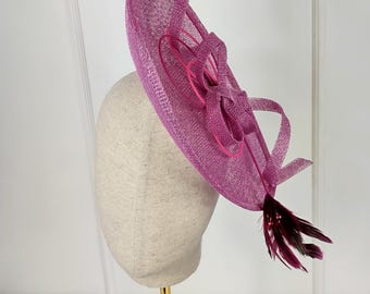 Hot Pink Sinamay Fascinator: Kentucky Derby, Bridal Shower