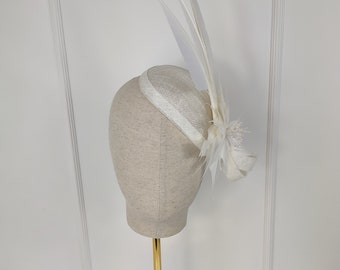 White Sinamay Feather Fascinator: Kentucky Derby Bridal Hat
