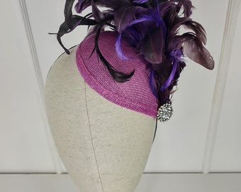 Purple Sinamay Fascinator: Kentucky Derby, Tea Party Wedding Hat