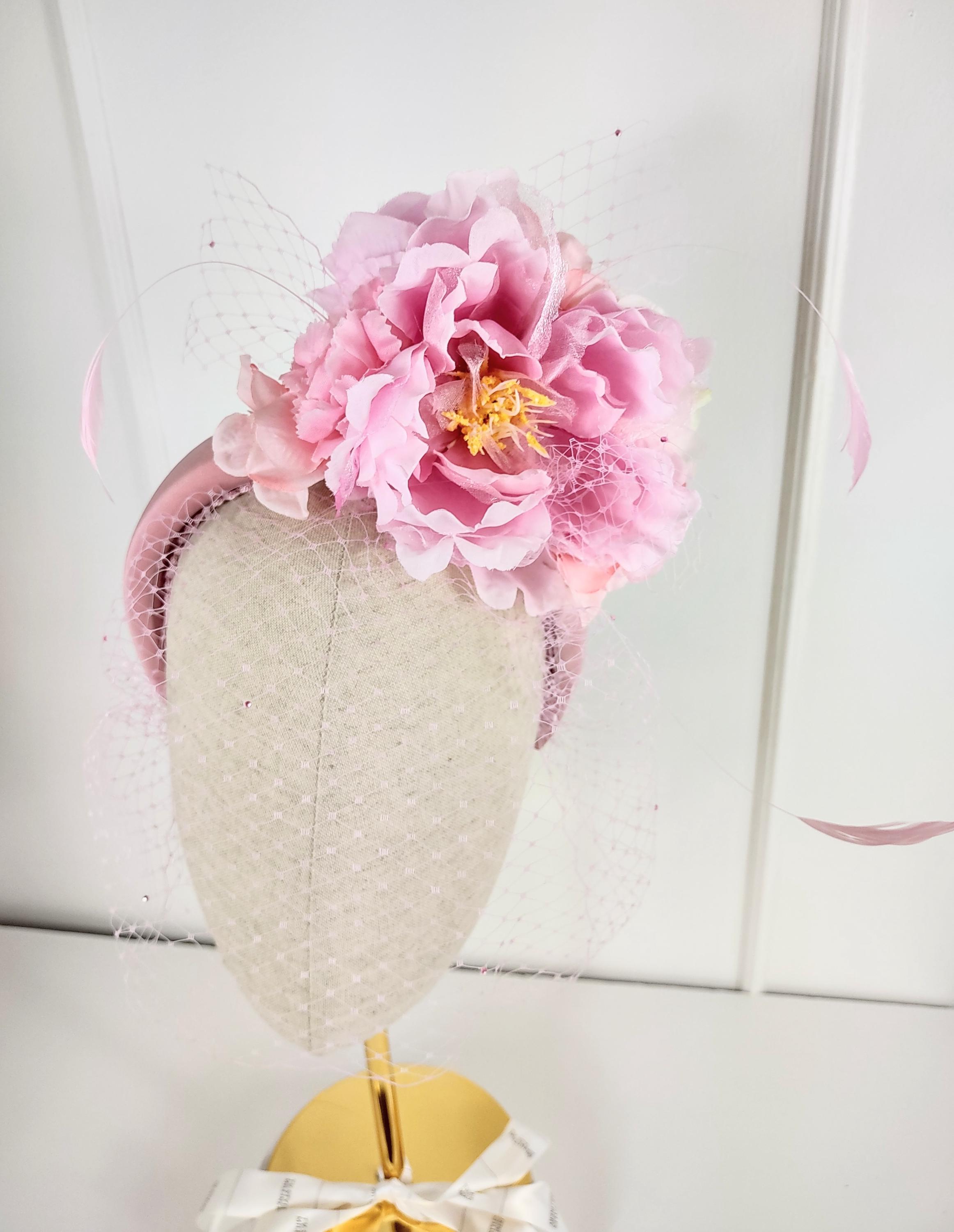 Pink Veil Fascinator: Kentucky Derby Hat, Bridal Headband - Etsy display picture 2