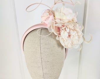 Bellini Pink Fascinator Headband: Kentucky Derby, Bridal, Tea Party, Wedding