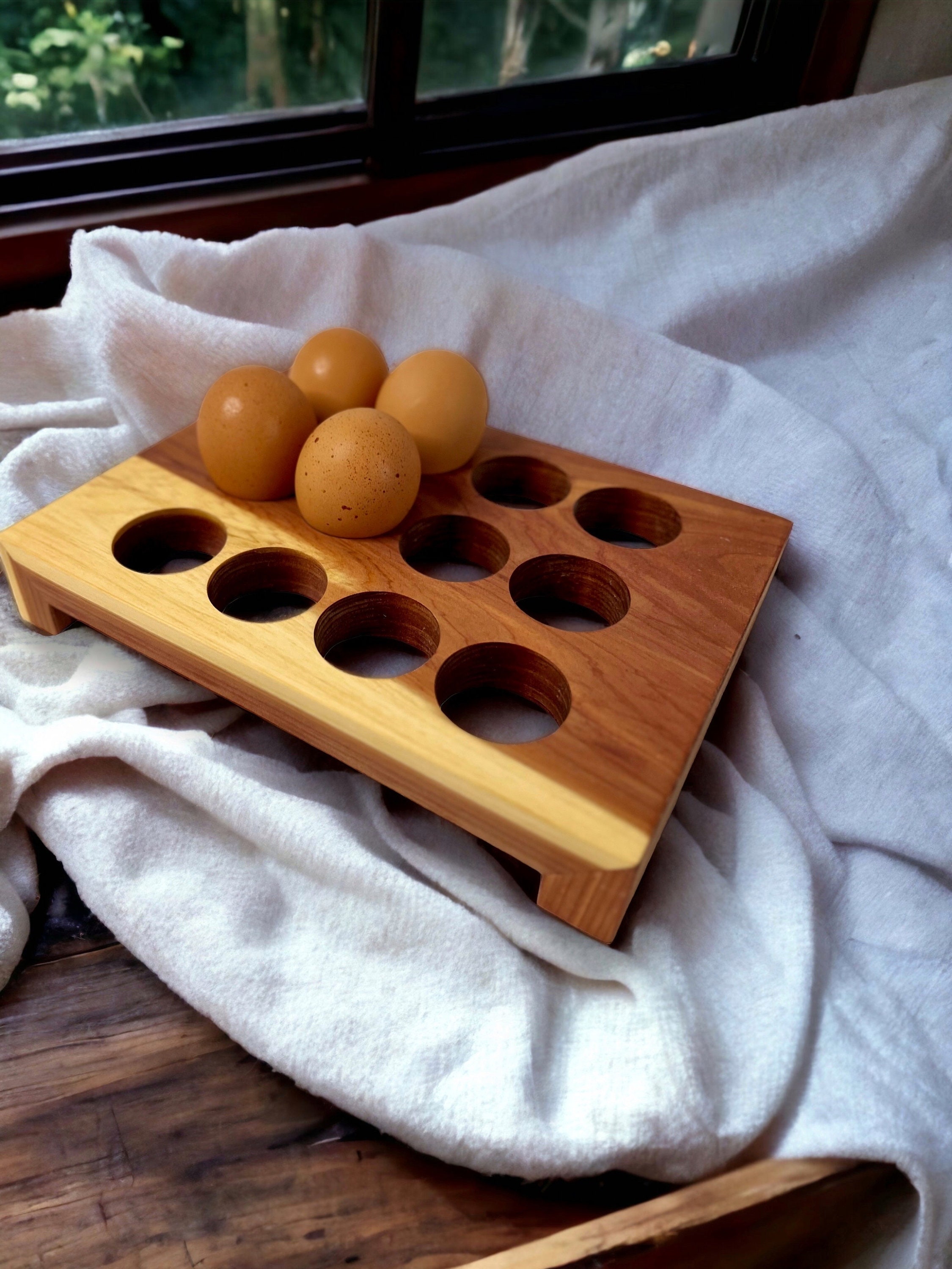 Henlay Decorative Egg Storage Tray: Wooden Egg Holder for Refrigerator - My  Pet Chicken