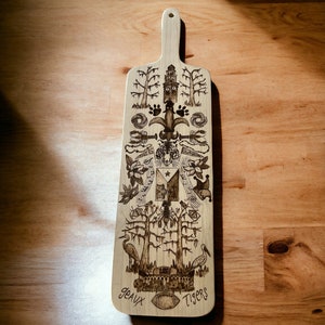 Custom Art Woodburned Charcuterie Board - Made to Order, Pyrography Art, Cutting Board, Maple