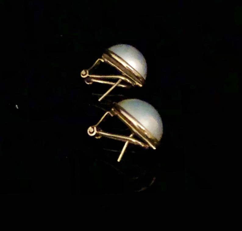Elegant Pearl Stud Earrings in 14 Kt solid Gold ../ Wedding Jewelry / Gifts for Her/ Party image 6