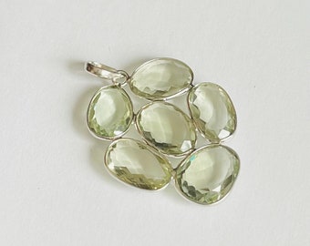 Beautiful Green Amethyst Pendant in 925 Sterling Silver / Gifts for Her / Birthday / Anniversary / Graduation