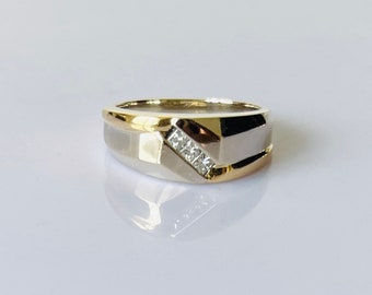 Birks Men’s Band/Ring Genuine diamonds in Solid 18K Gold/Two Tone/Wedding/Christmas/Gift/Anniversary