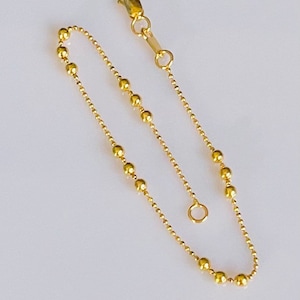 Dainty Ladies Bead Bracelet in Solid 22K Real Gold /Gifts for Her/Christmas Gift /Valentines / Anniversary / Birthday/Wedding/Graduation